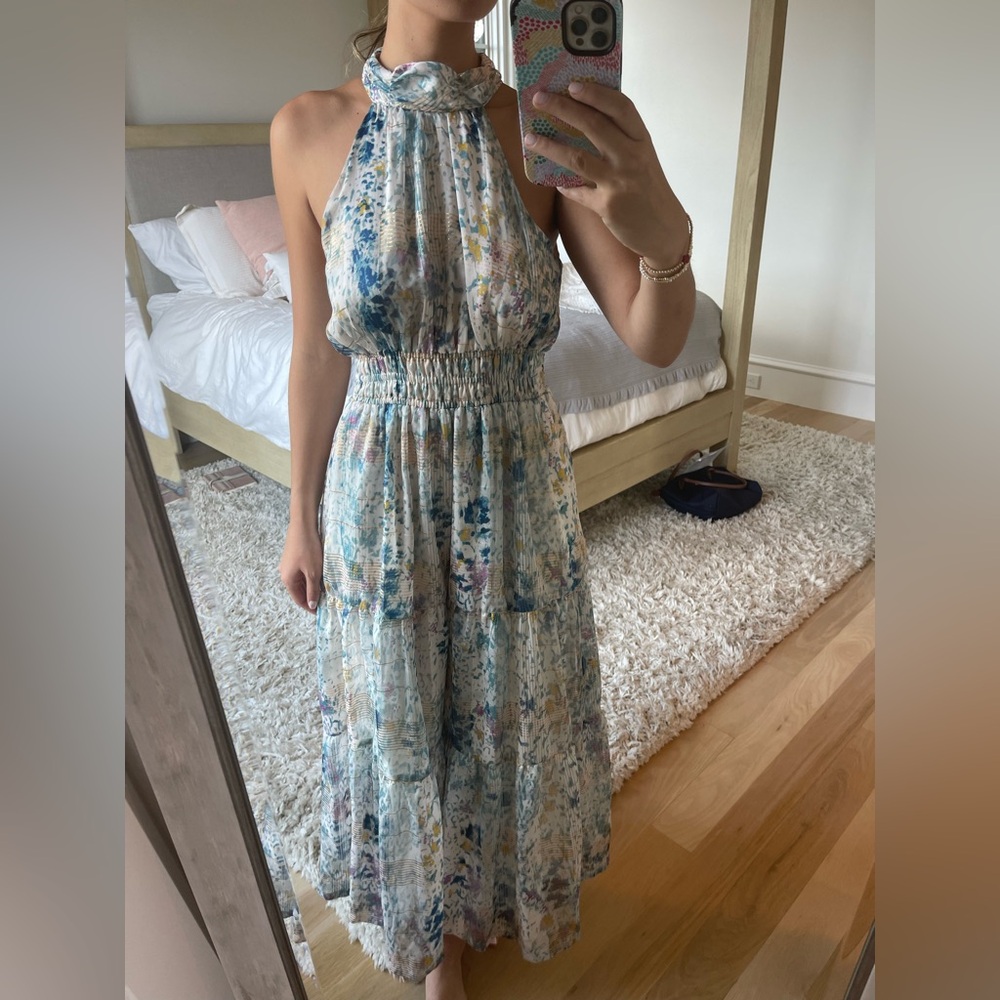 Anthropologie Floral Halter Maxi Dress